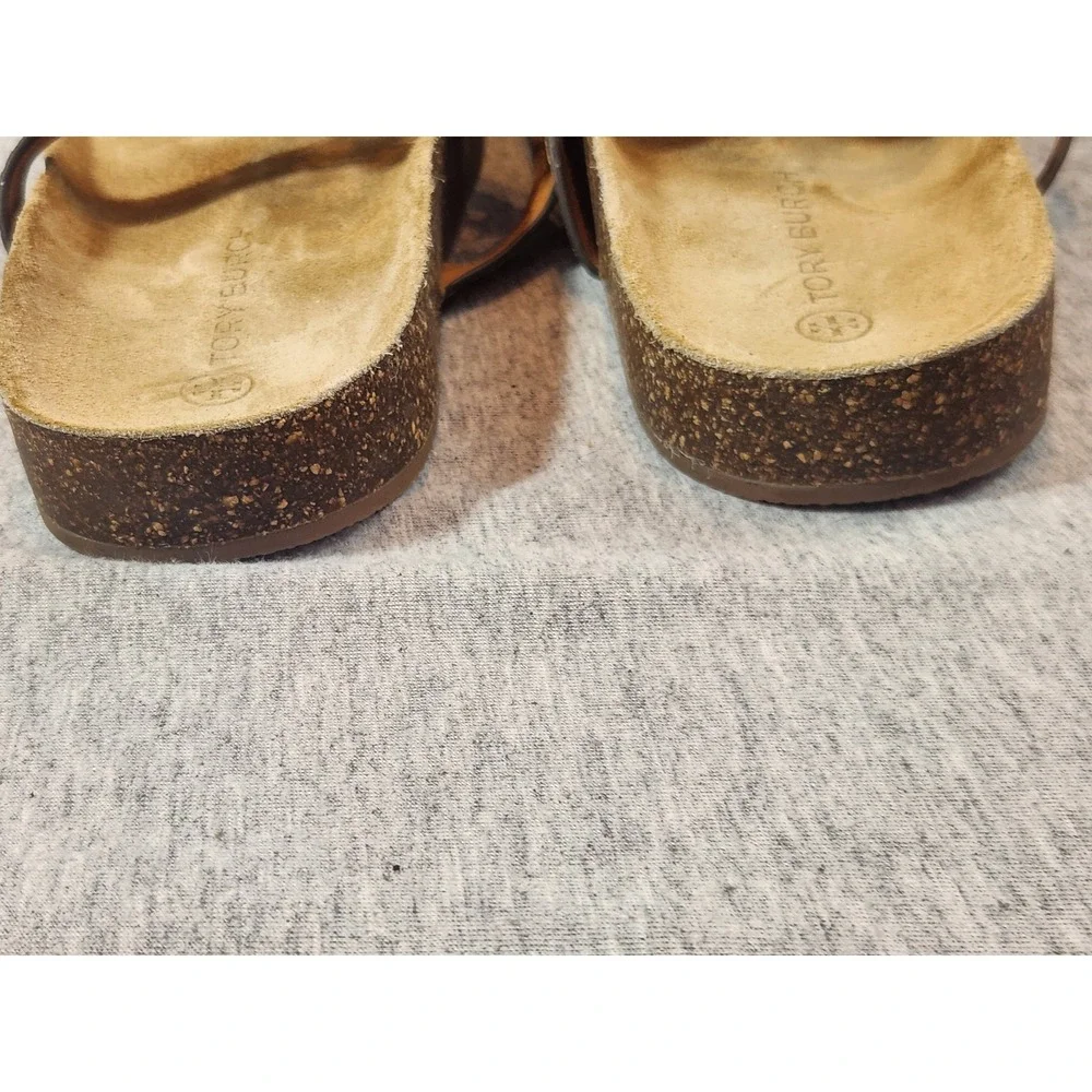 Tory Burch Miller Cloud Snakeskin Leather Thong Sandals Tan Black Womens 8